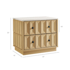 Mabry 23 Inch Geometric Faceted Two Drawer Nightstand by Modway - Oak