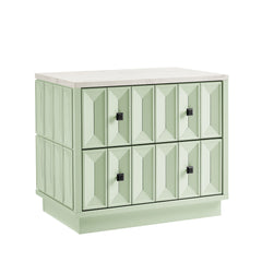 Mabry 23 Inch Geometric Faceted Two Drawer Nightstand by Modway - Sage