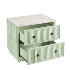 Mabry 23 Inch Geometric Faceted Two Drawer Nightstand by Modway - Sage