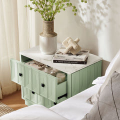 Mabry 23 Inch Geometric Faceted Two Drawer Nightstand by Modway - Sage