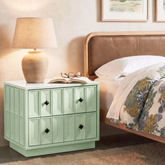Mabry 23 Inch Geometric Faceted Two Drawer Nightstand by Modway - Sage