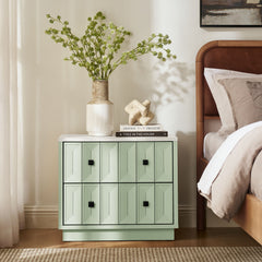 Mabry 23 Inch Geometric Faceted Two Drawer Nightstand by Modway - Sage