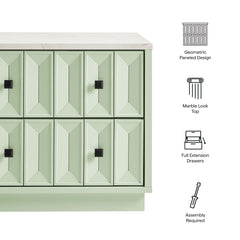 Mabry 23 Inch Geometric Faceted Two Drawer Nightstand by Modway - Sage