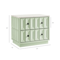 Mabry 23 Inch Geometric Faceted Two Drawer Nightstand by Modway - Sage