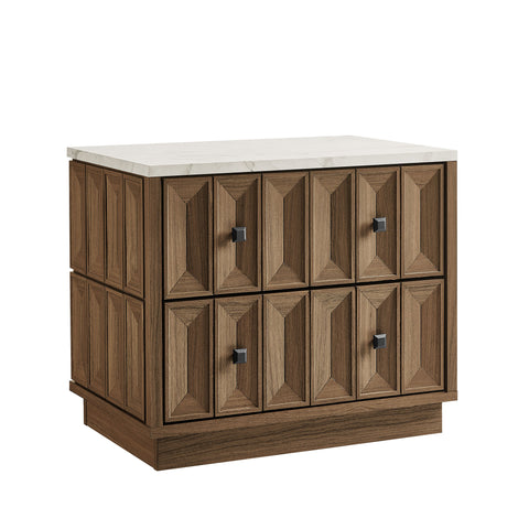 Mabry 23 Inch Geometric Faceted Two Drawer Nightstand by Modway - Walnut