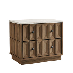 Mabry 23 Inch Geometric Faceted Two Drawer Nightstand by Modway - Walnut