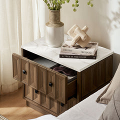 Mabry 23 Inch Geometric Faceted Two Drawer Nightstand by Modway - Walnut