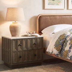Mabry 23 Inch Geometric Faceted Two Drawer Nightstand by Modway - Walnut