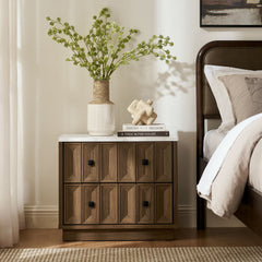 Mabry 23 Inch Geometric Faceted Two Drawer Nightstand by Modway - Walnut