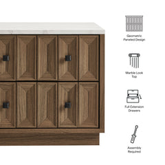 Mabry 23 Inch Geometric Faceted Two Drawer Nightstand by Modway - Walnut