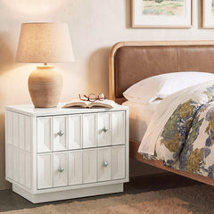 Mabry 23 Inch Geometric Faceted Two Drawer Nightstand by Modway - White