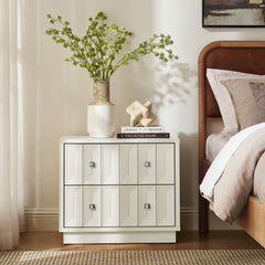Mabry 23 Inch Geometric Faceted Two Drawer Nightstand by Modway - White