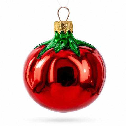 Red Tomato Mini Glass Christmas Ornament 2.8 Inches