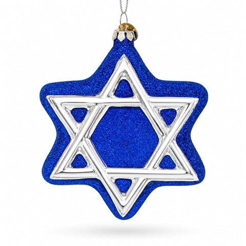Jewish Star of David Glass Christmas Ornament