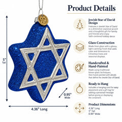Jewish Star of David Glass Christmas Ornament