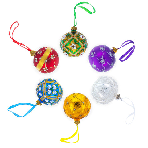Daisy Flowers on Blue Glass Ball Christmas Ornament 3.25 Inches