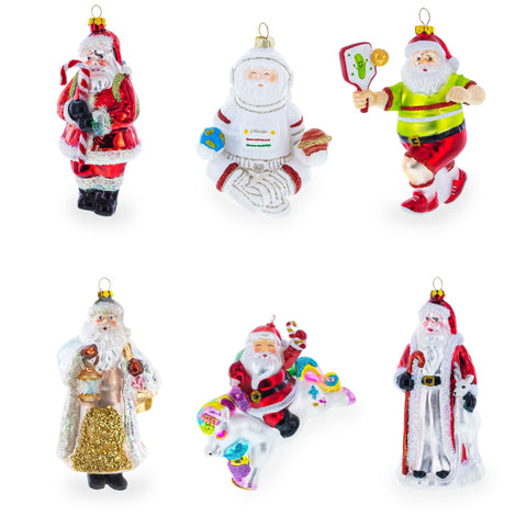 Santa Firefighter Glass Christmas Ornament
