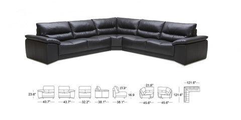 The Romeo Black Premium Leather Sectional by J&M